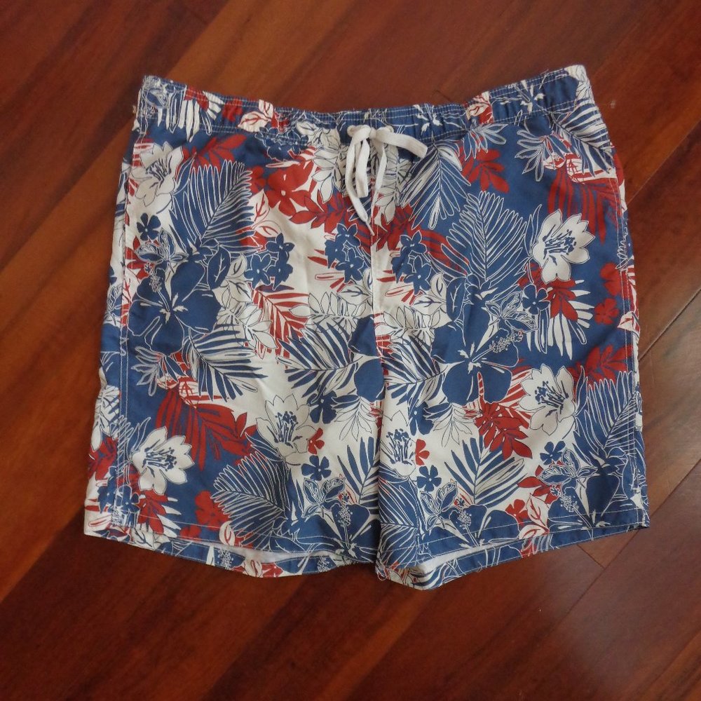 NEW Merona Men's Swim Trunks, RED WHITE BLUE XXL